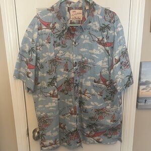 OluKai Kahala Blue Hawaiian Shirt